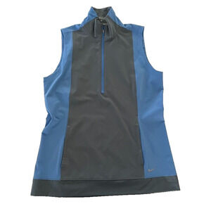 Nike Golf Vest Women Medium Tour Performance Blue Gray 1/4 Zip Pullover Stretch